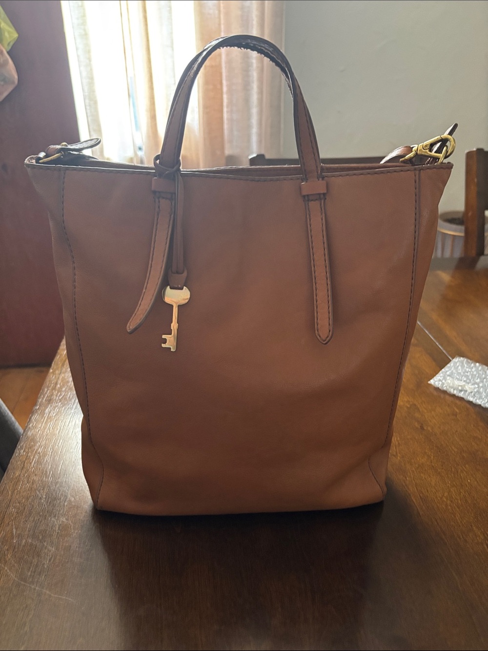 Fossil Camilla Leather Convertible Tote Bag in Brown